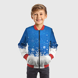 Бомбер детский Снежинки - С Новым Годом, цвет: 3D-красный — фото 2