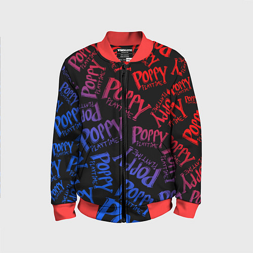 Детский бомбер POPPY PLAYTIME LOGO NEON, ХАГИ ВАГИ / 3D-Красный – фото 1