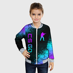 Бомбер детский CS GO NEON SYMBOL STYLE SKIN КС ГО НЕОН, цвет: 3D-серый — фото 2