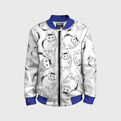 Бомбер детский КОТИКИ МЕМ МЯУ, цвет: 3D-синий