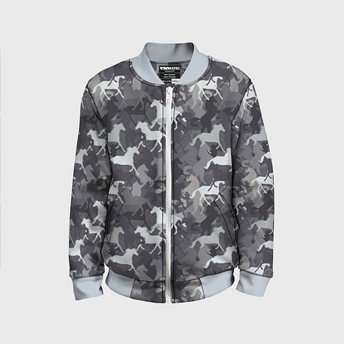 Детский бомбер Табун Лошадей / 3D-Серый – фото 1