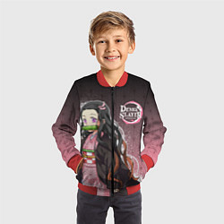 Бомбер детский НЕЗУКО NEZUKO SLAYER, цвет: 3D-красный — фото 2