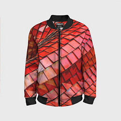 Бомбер детский Красная спартаковская чешуя, цвет: 3D-черный