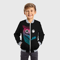 Бомбер детский Ночная сова Градиент, цвет: 3D-серый — фото 2