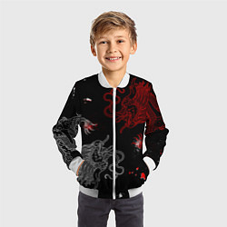 Бомбер детский Китайский дракон Красно - Белый, цвет: 3D-белый — фото 2