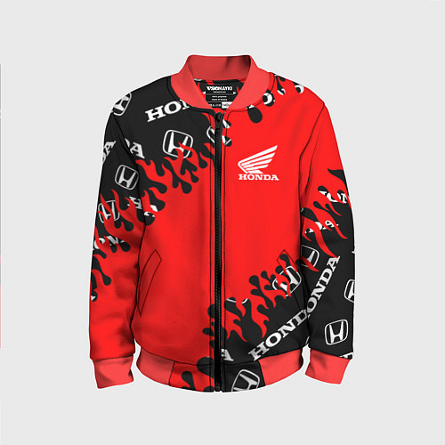 Детский бомбер Honda нарисованный огонь / 3D-Красный – фото 1