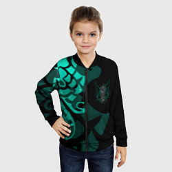 Бомбер детский МАСКА И ТАТУИРОВКА СЯО XIAO ГЕНШИН, цвет: 3D-черный — фото 2