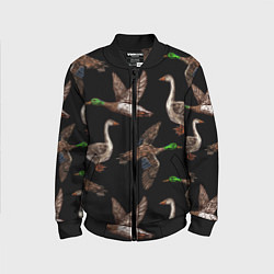 Бомбер детский Утки паттерн, цвет: 3D-черный
