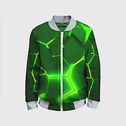 Бомбер детский 3D ПЛИТЫ НЕОН NEON GREEN HEXAGON РАЗЛОМ, цвет: 3D-серый