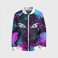 Бомбер детский ГЛАЗА АКАЗЫ ГЛИТЧ, цвет: 3D-белый