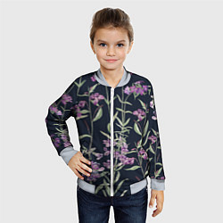 Бомбер детский Цветы Фиолетовые, цвет: 3D-серый — фото 2
