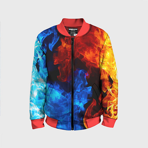 Детский бомбер Огонь - Вода Инь - Янь / 3D-Красный – фото 1