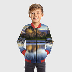 Бомбер детский Горы mountains, цвет: 3D-красный — фото 2