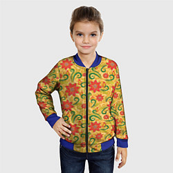 Бомбер детский Оранжевая хохлома, цвет: 3D-синий — фото 2