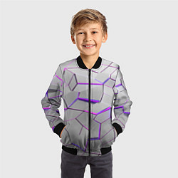 Бомбер детский 3д плиты - белый неон, цвет: 3D-черный — фото 2