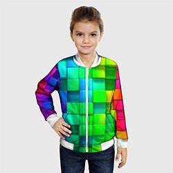 Бомбер детский РАЗНОЦВЕТНЫЕ КУБИКИ MULTICOLORED CUBES, цвет: 3D-белый — фото 2