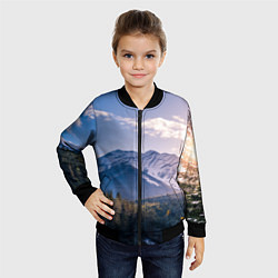Бомбер детский Горы Лес Солнце, цвет: 3D-черный — фото 2