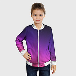 Бомбер детский Розовофиолетовый градиент, цвет: 3D-белый — фото 2