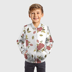 Бомбер детский Розовые розы на светлом фоне, цвет: 3D-белый — фото 2