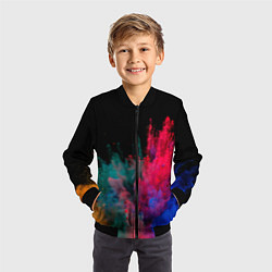 Бомбер детский Брызги сухих красок, цвет: 3D-черный — фото 2