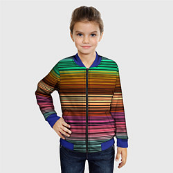 Бомбер детский Multicolored thin stripes Разноцветные полосы, цвет: 3D-синий — фото 2