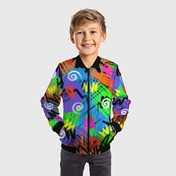 Бомбер детский Яркий геометрический принт, цвет: 3D-черный — фото 2