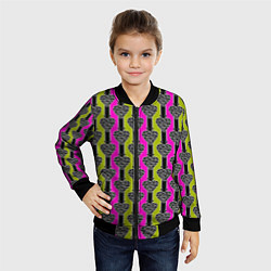 Бомбер детский Striped multicolored pattern Сердце, цвет: 3D-черный — фото 2