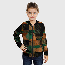 Бомбер детский Текстурированный абстрактный, геометрический принт, цвет: 3D-черный — фото 2