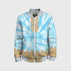 Бомбер детский Славянская тай-дай рубаха, цвет: 3D-серый