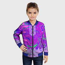 Бомбер детский Славянская рубаха с разводами, цвет: 3D-синий — фото 2