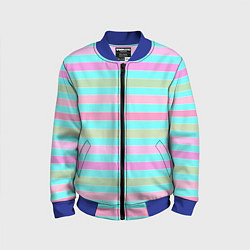 Детский бомбер Pink turquoise stripes horizontal Полосатый узор