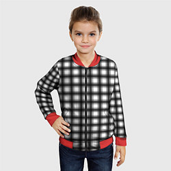 Бомбер детский Black and white trendy checkered pattern, цвет: 3D-красный — фото 2