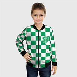 Бомбер детский ФК Ахмат на фоне бело зеленой формы в квадрат, цвет: 3D-черный — фото 2