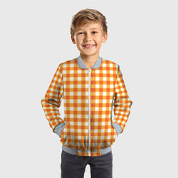 Бомбер детский Бело-оранжевые квадратики, цвет: 3D-серый — фото 2