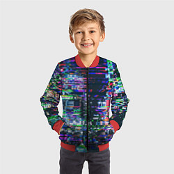 Бомбер детский Ночной город - glitch, цвет: 3D-красный — фото 2