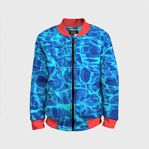 Детский бомбер Текстура поверхности воды / 3D-Красный – фото 1