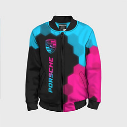 Бомбер детский Porsche - neon gradient: по-вертикали, цвет: 3D-черный