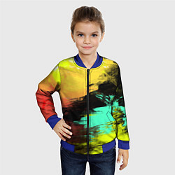 Бомбер детский Яркий красочный гранж, цвет: 3D-синий — фото 2