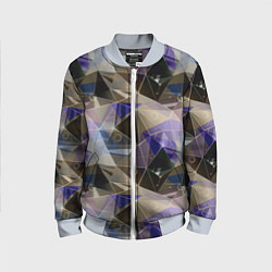 Бомбер детский Полигональный абстрактный: бежевый, коричневый, си, цвет: 3D-серый