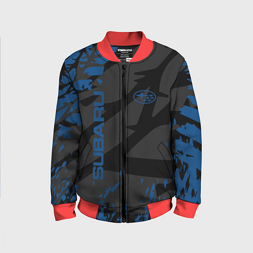 Детский бомбер Subaru - следы шин / 3D-Красный – фото 1