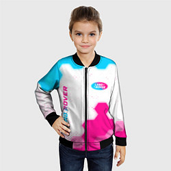 Бомбер детский Land Rover neon gradient style: надпись, символ, цвет: 3D-черный — фото 2