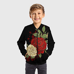 Бомбер детский Прекрасные розы, цвет: 3D-черный — фото 2
