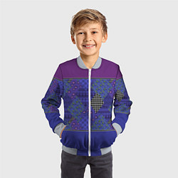 Бомбер детский Combined burgundy-blue pattern with patchwork, цвет: 3D-серый — фото 2