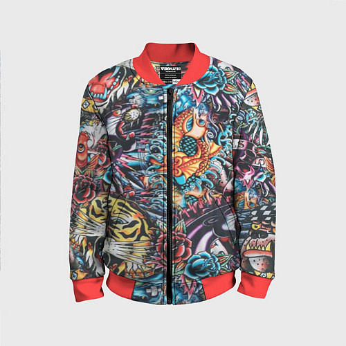 Детский бомбер Татуировки / 3D-Красный – фото 1