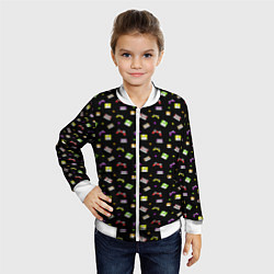 Бомбер детский 90s pattern on black, цвет: 3D-белый — фото 2