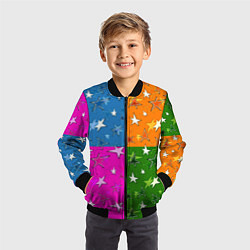 Бомбер детский Яркий разноцветный модный звездный узор, цвет: 3D-черный — фото 2