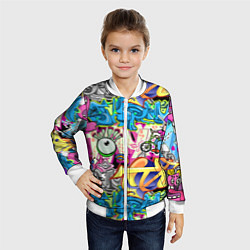 Бомбер детский Велосипедист и глаз граффити, цвет: 3D-белый — фото 2