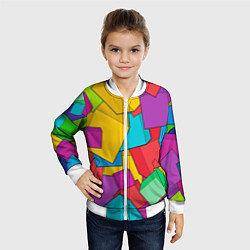Бомбер детский Фон из разноцветных кубиков, цвет: 3D-белый — фото 2