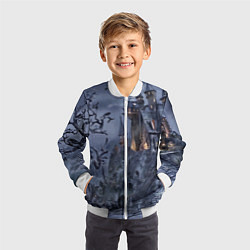 Бомбер детский Старый заброшенный замок - Halloween, цвет: 3D-белый — фото 2