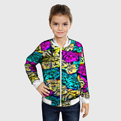 Бомбер детский Психоделические манулы, цвет: 3D-белый — фото 2